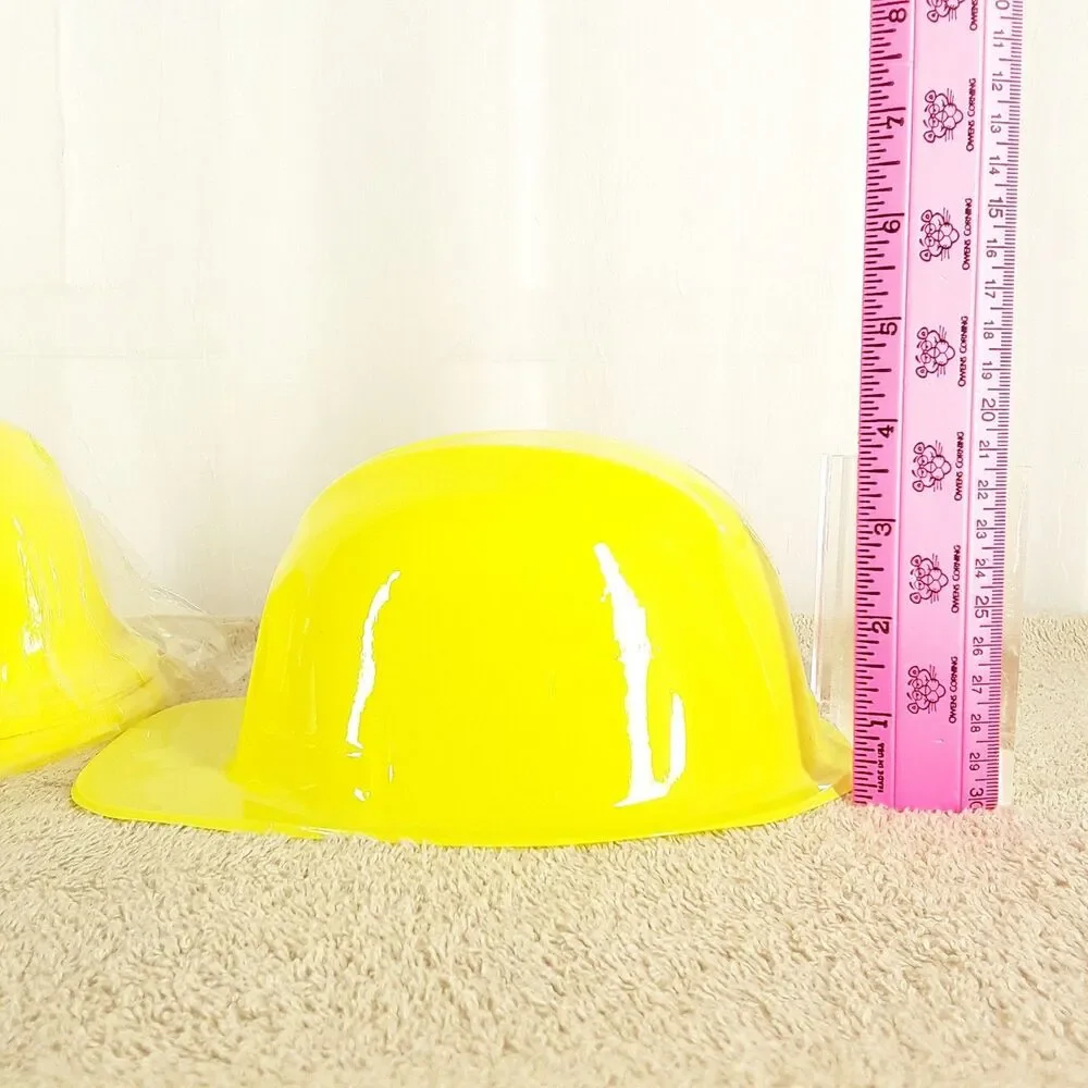 Child Sized, 24 Pack Party Hats, Construction Worker, Yellow Plastic, Kids Toys